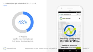1 | 2 | Responsive Web Design | 4 | 5 | 6 | 7 | 8 | 9 | 10
of shoppers
look for more information on
their phone after seeing an ad
42%
 