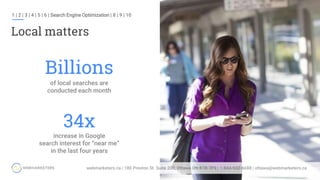 1 | 2 | 3 | 4 | 5 | 6 | Search Engine Optimization | 8 | 9 | 10
Local matters
Billions
of local searches are
conducted each month
34x
increase in Google
search interest for “near me”
in the last four years
 