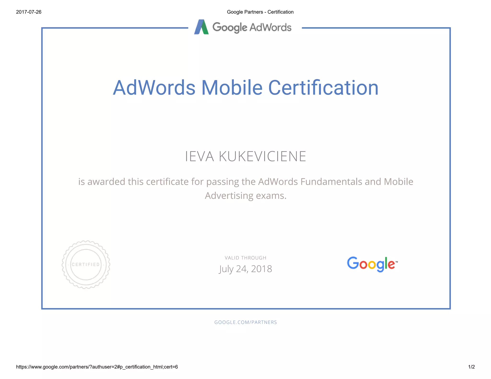 AdWords Mobile Certification | PDF