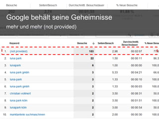 Google behält seine Geheimnisse
mehr und mehr (not provided)

 