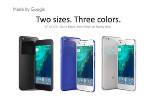 T i Th lTwo sizes. Three colors.
5” or 5.5”. Quite Black, Very Silver, or Really Blue.
 