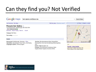 Why Google Places?It’s Free!  You won’t have to tap into your marketing budget!What’s the first thing you do when looking for a restaurant, nail salon, store – you Google it!People search Google to find local informationA great way to attract new customersStay ahead of the competition!