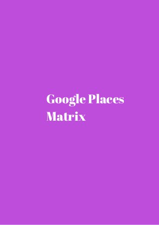 Google Places 
Matrix 
 