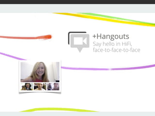 +Hangouts
Say hello in HiFi,
face-to-face-to-face
 