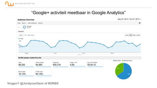 “Google+ activiteit meetbaar in Google Analytics”

Vragen? @JordyvanGent of #ORBS

 