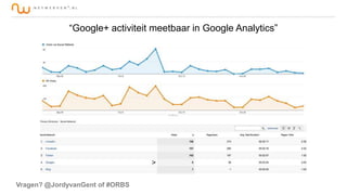 “Google+ activiteit meetbaar in Google Analytics”

Vragen? @JordyvanGent of #ORBS

 