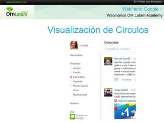 En Twitter usa #omlatamWebinario Google + Webinarios OM Latam AcademyVisualización de Circulos