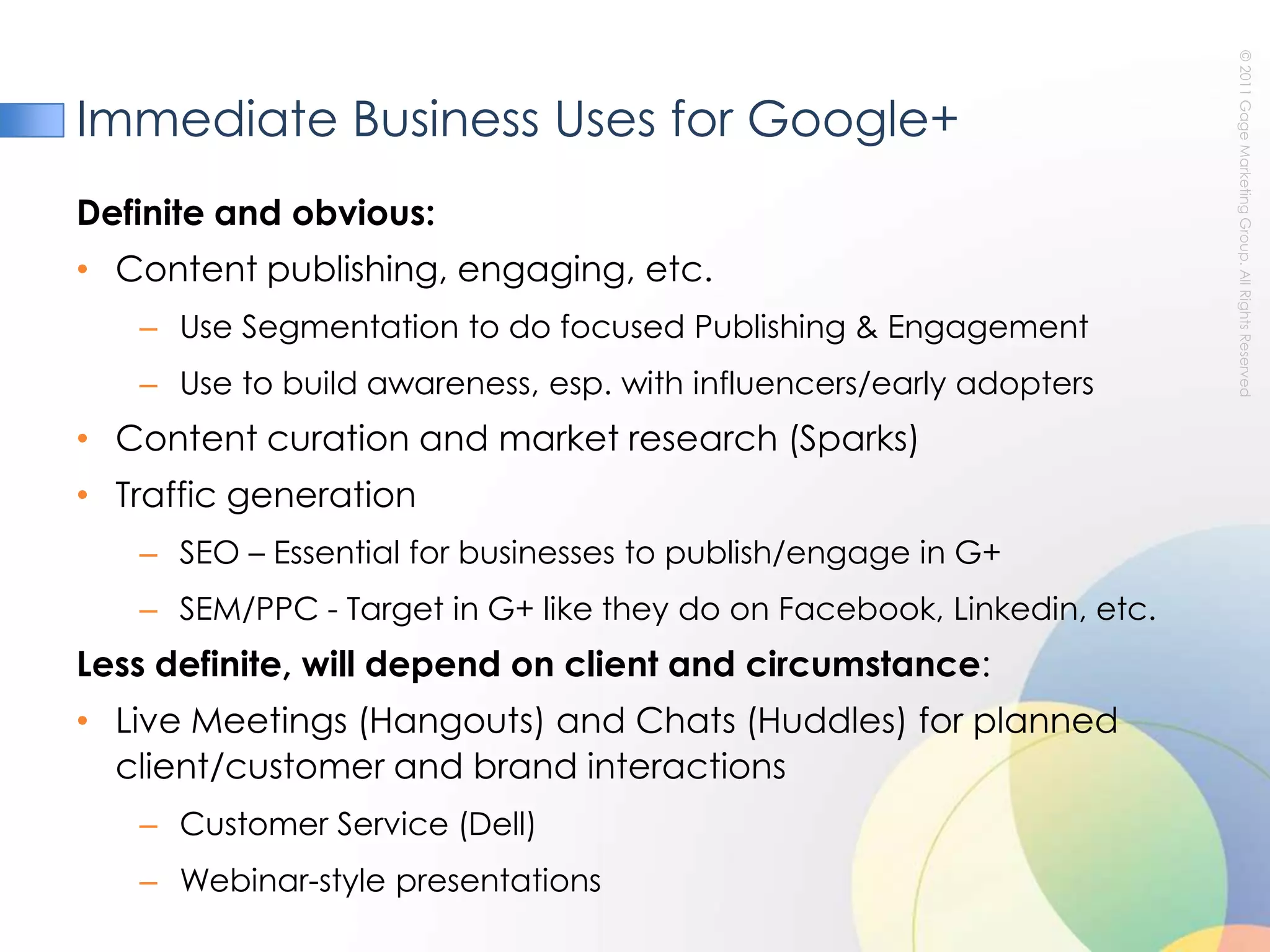 +1 is a BIG DEAL because it means brands with more +1’s will get more traffic, more qualified traffic, and more conversions from Google search, which owns 85% of the marketThe “       ”