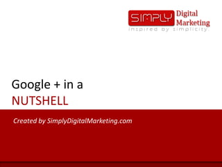 Google + in a NUTSHELL Created by SimplyDigitalMarketing.com 