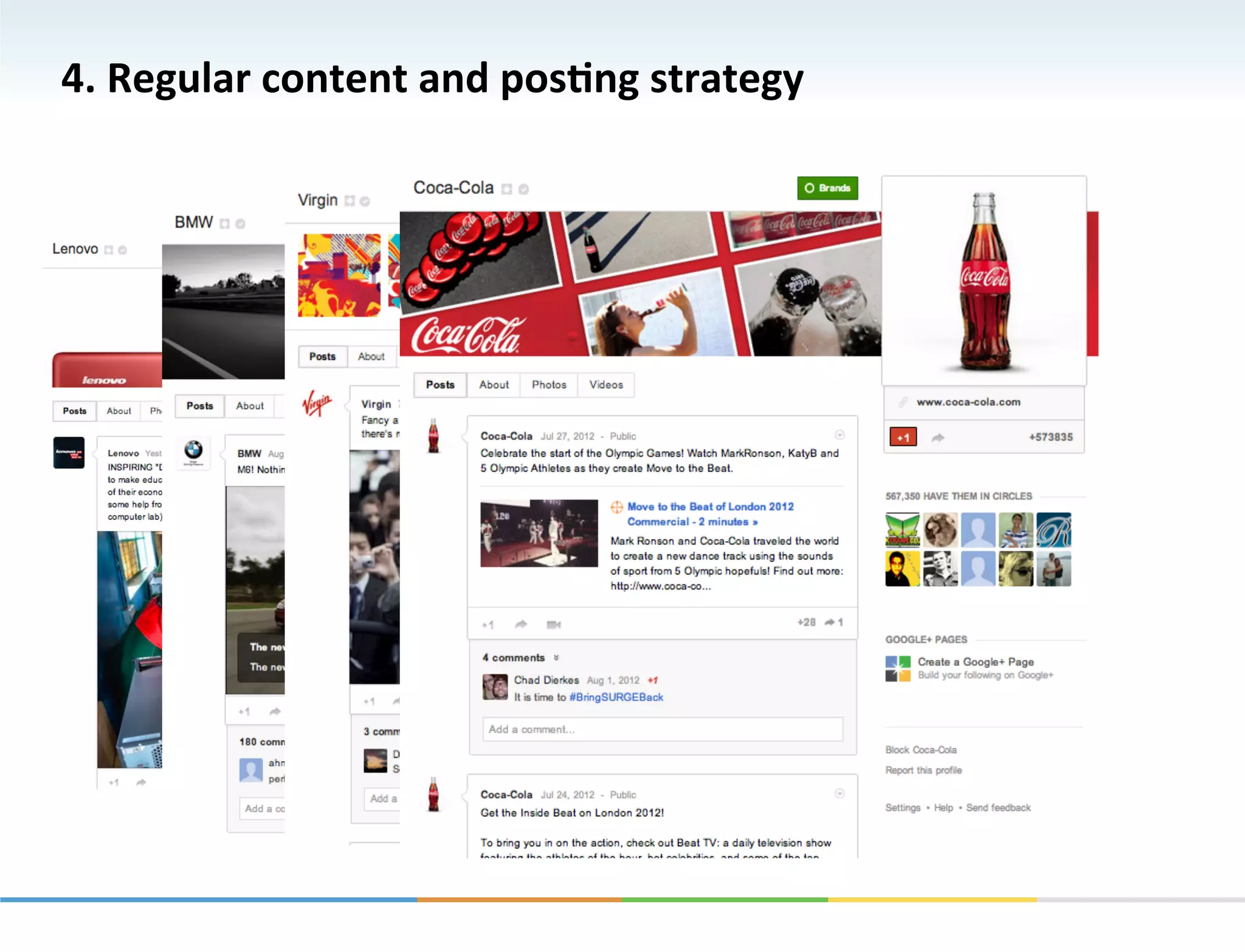 4.	
  Regular	
  content	
  and	
  posKng	
  strategy	
  
 