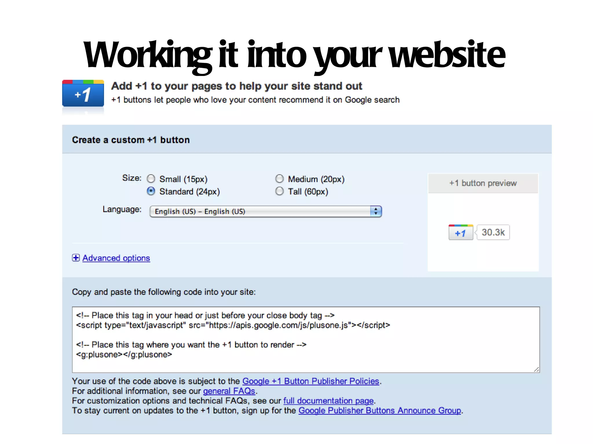 Working it into your website