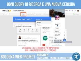 Ogni quEry di ricerca È una nuova cerchia 
La ricerca È lo strumento Più importante 
per la composizione delle cerchie 
#gtstudy 
Bologna web project @michamati +Michaela matichecchia 
 