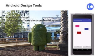 #postiotour
Android Design Tools
ConstraintSet.
TransitionManager
.beginDelayedTransision(constraintLayout);
 