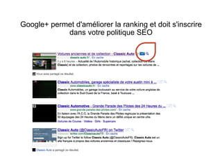 Google+ permet d'améliorer la ranking et doit s'inscrire dans votre politique SEO   