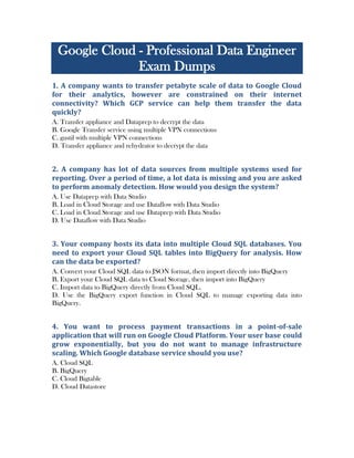 Google professional data engineer exam dumps | PDF