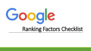 Ranking Factors Checklist
 