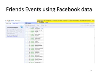 Friends Events using Facebook data




                                 58
 