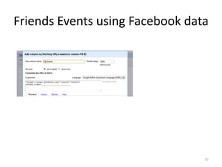 Friends Events using Facebook data




                                 57
 