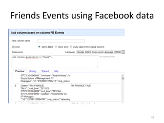 Friends Events using Facebook data




                                 62
 