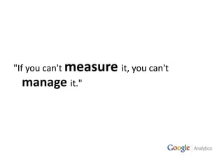 "If you can't measureit, you can't manageit."