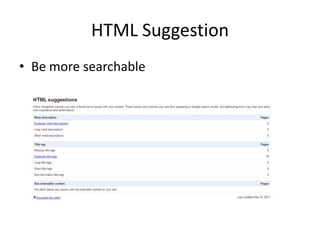 HTML SuggestionBe more searchable