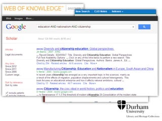 Demo 
Google Scholar 
- settings, citations, 
versions & alerts 
 