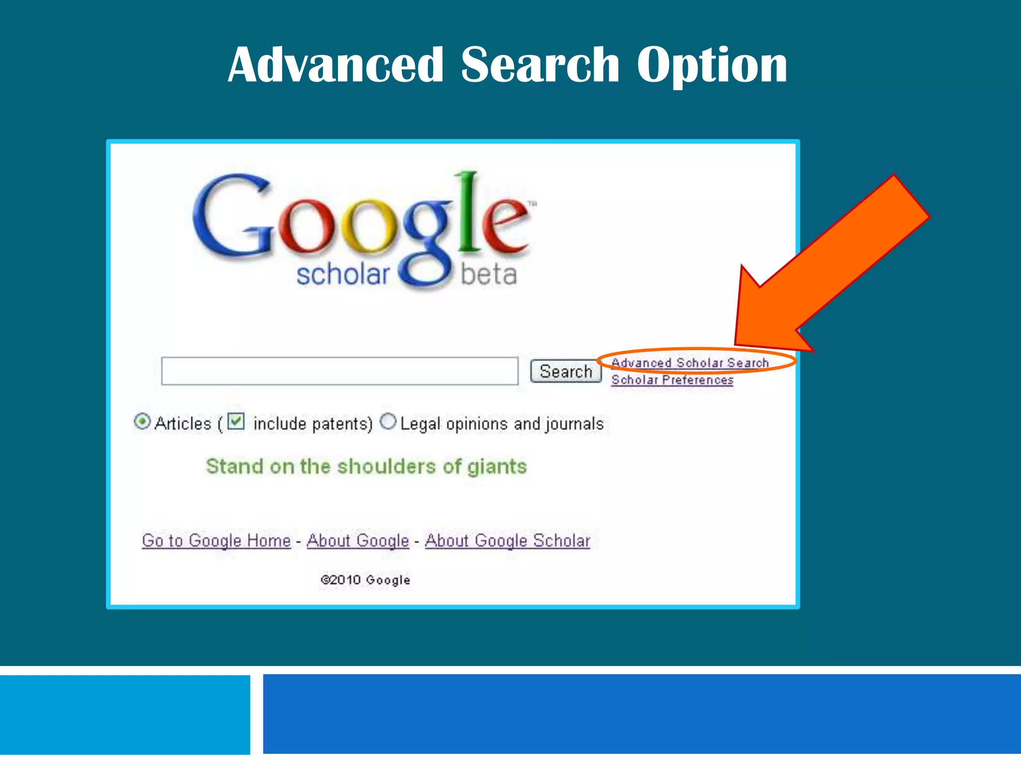 Advanced Search Option