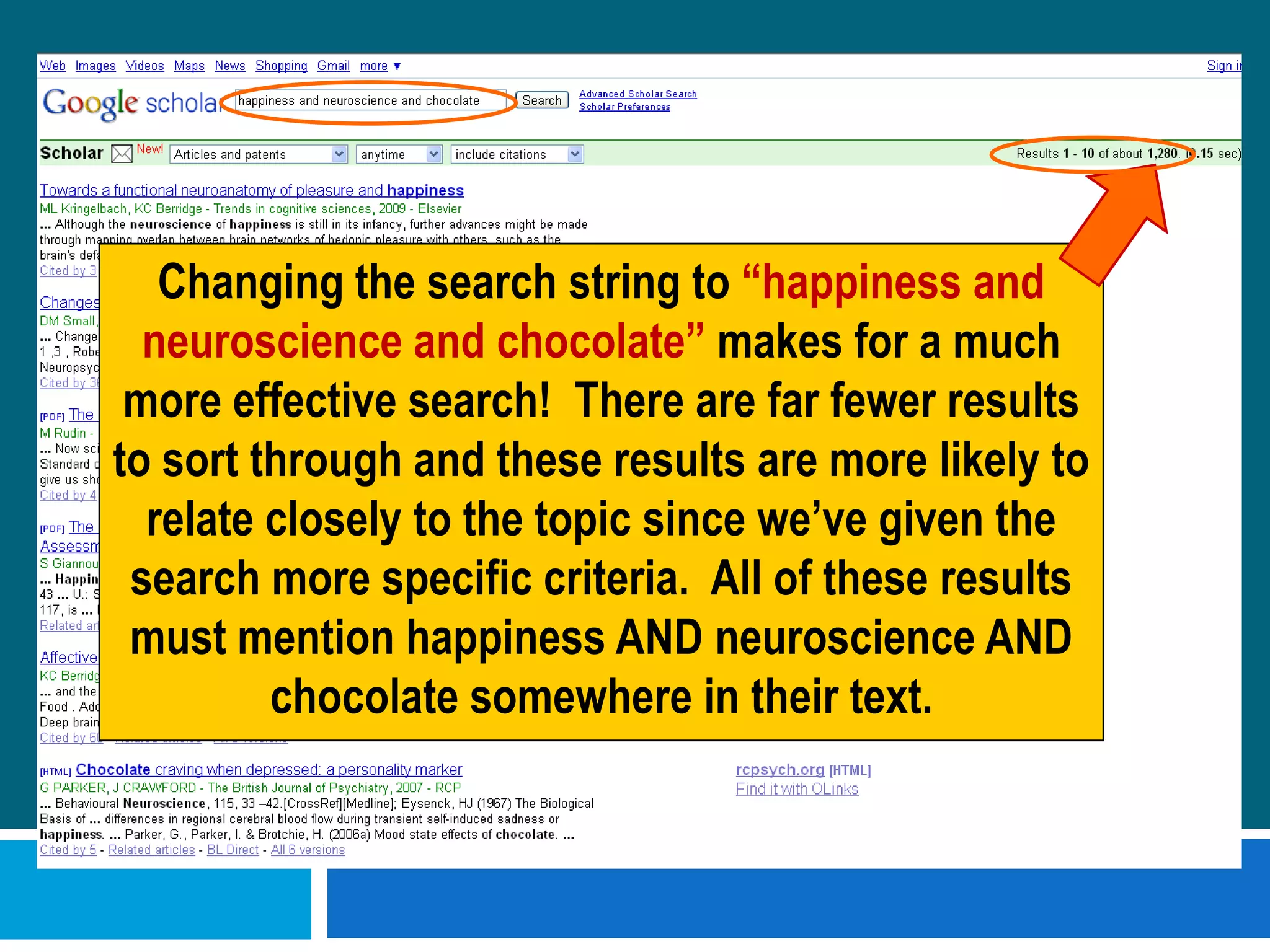 Basic SearchGoogle Scholar’s homepage is its basic search.  This is a single search box, just like normal Google.  It is a simpler format, but it will give you access to the same resources as the advanced search.