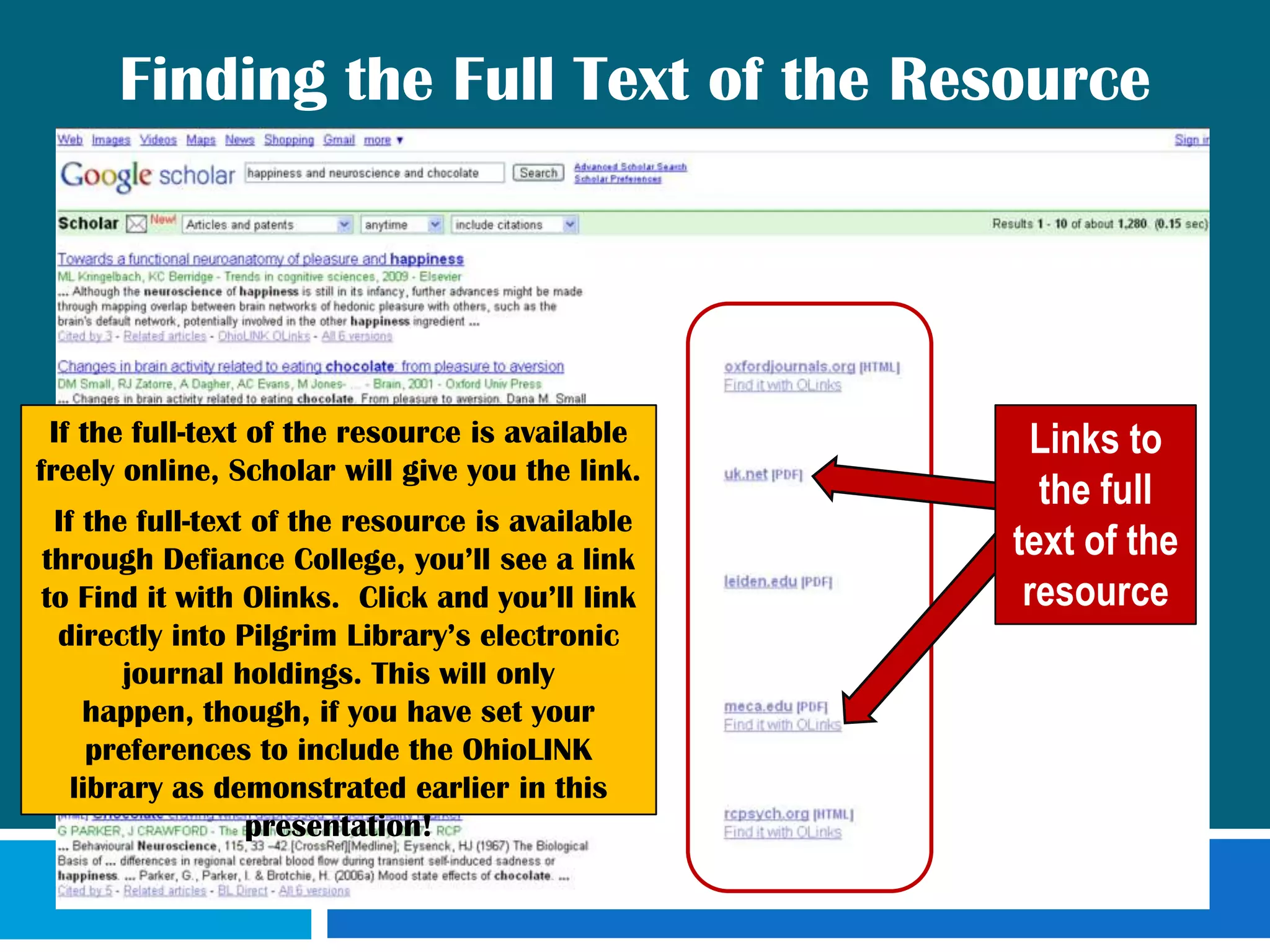 Understanding the Search ResultsSnippets from resource containing search keywords in bold