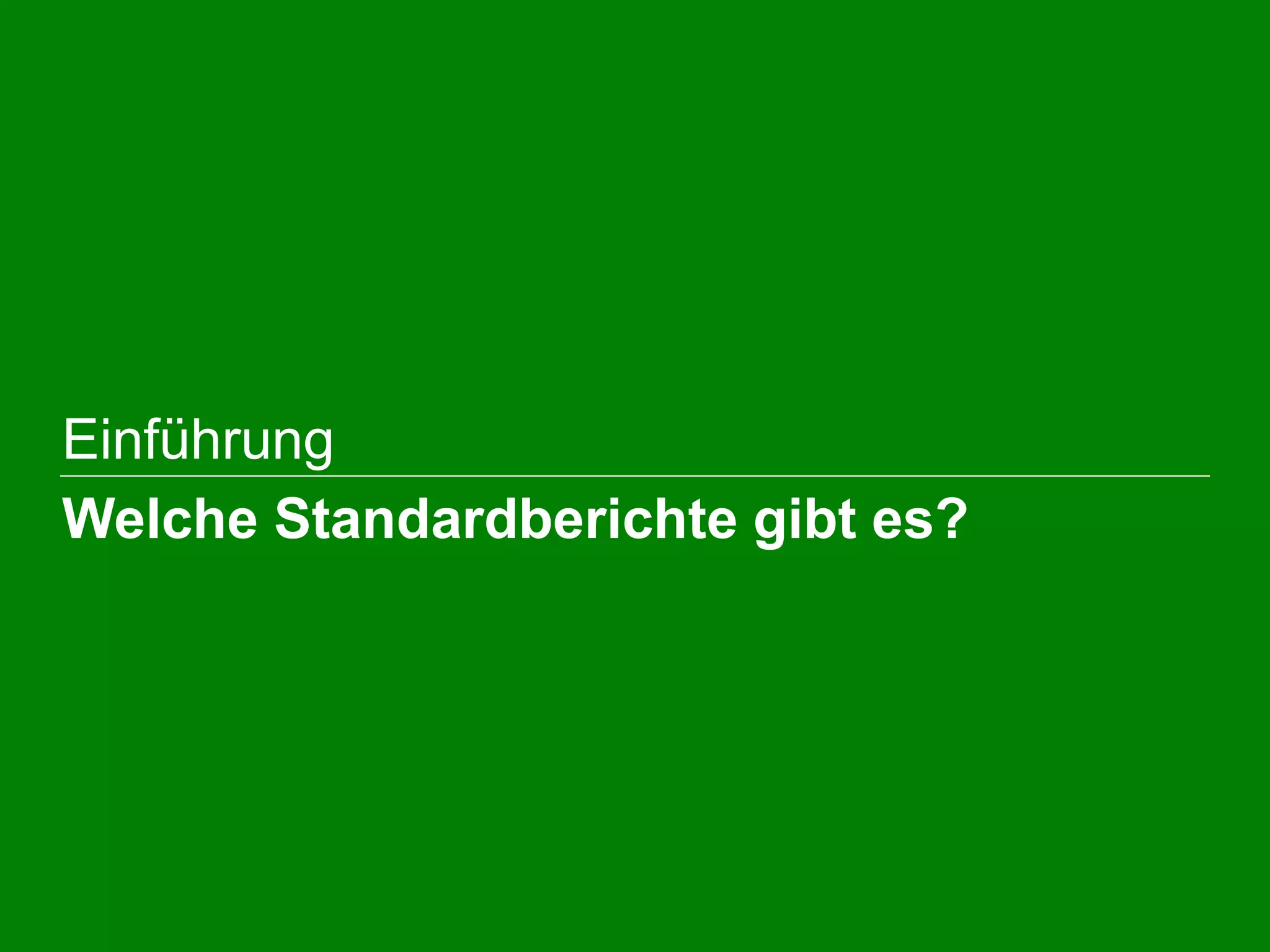  Einführung
Welche Standardberichte gibt es?
 