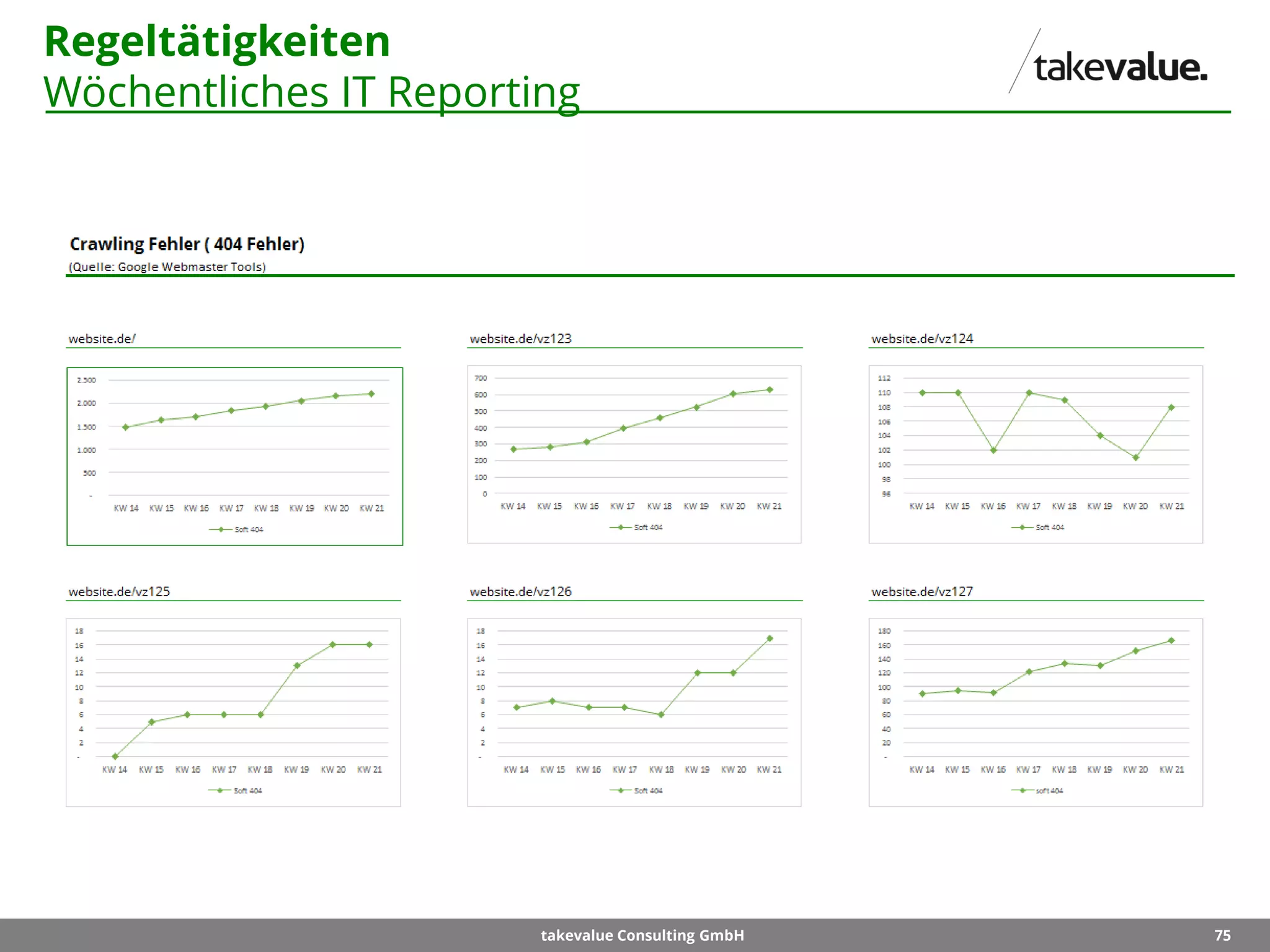 75takevalue Consulting GmbH
Regeltätigkeiten
Wöchentliches IT Reporting
 