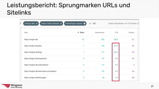 Leistungsbericht: Sprungmarken URLs und
Sitelinks
21
 