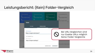 Leistungsbericht: (Kein) Folder-Vergleich
29
Bei URL-Vergleichen sind
nur Exakte URLs möglich
Keine Folder Vergleiche
 
