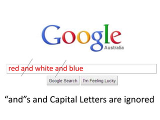 red and white and blue
“and”s and Capital Letters are ignored
 
