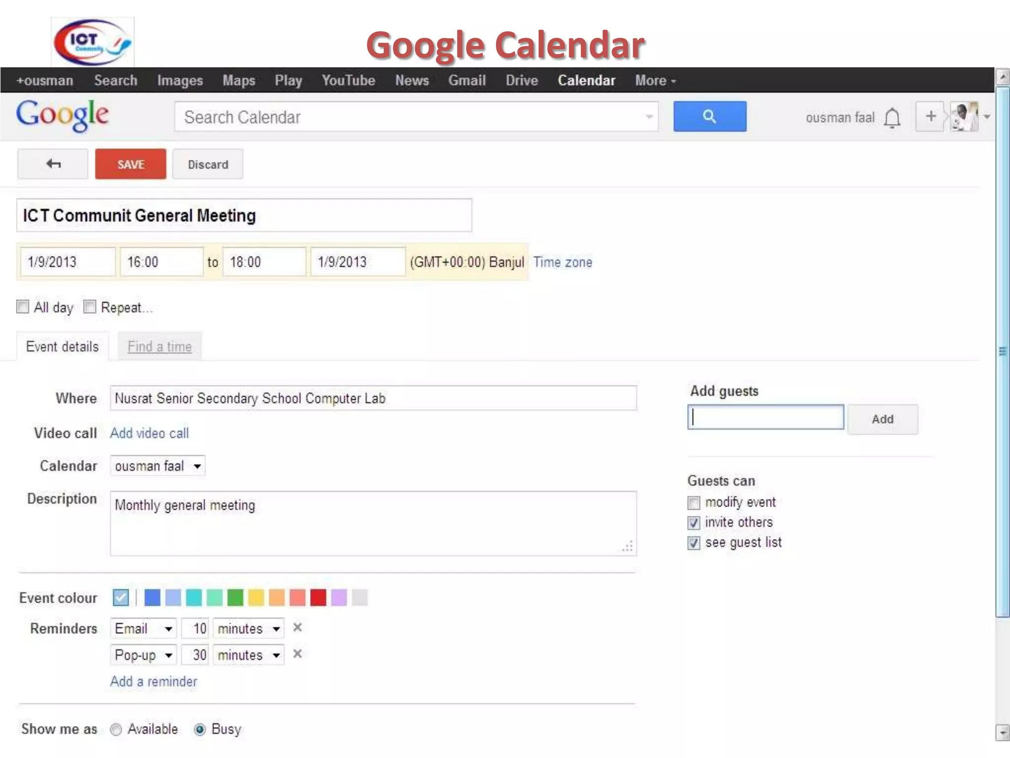 Google Calendar

 