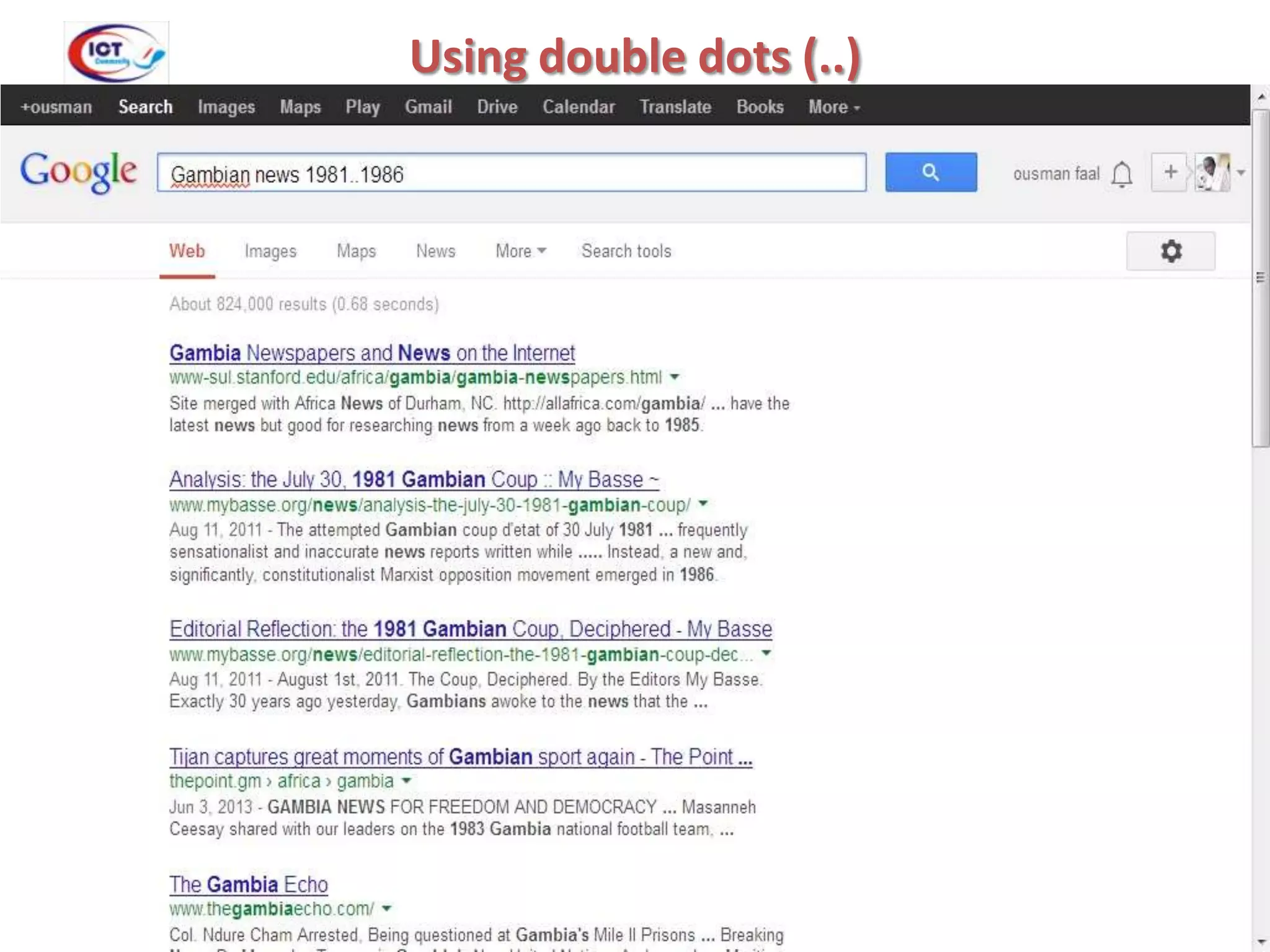 Using double dots (..)

 