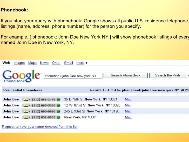 telephone listings by address