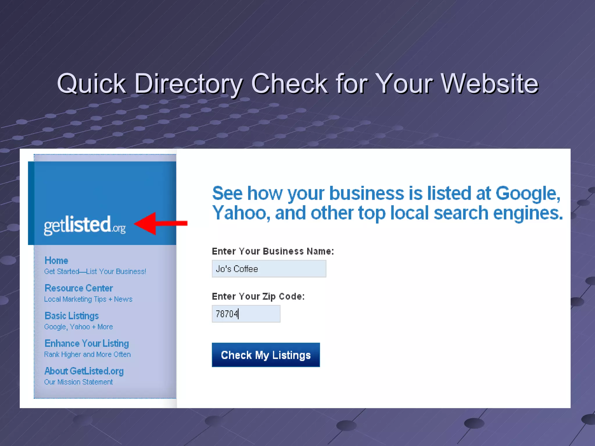Quick Directory Check for Your Website
 