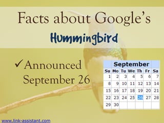 Facts about Google’s
Announced
September 26

www.link-assistant.com

 