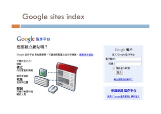 Google sites index
 
