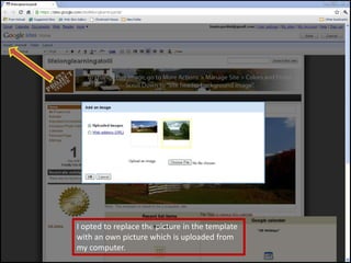 I opted to replace the picture in the template with an own picture which is uploaded from my computer. 