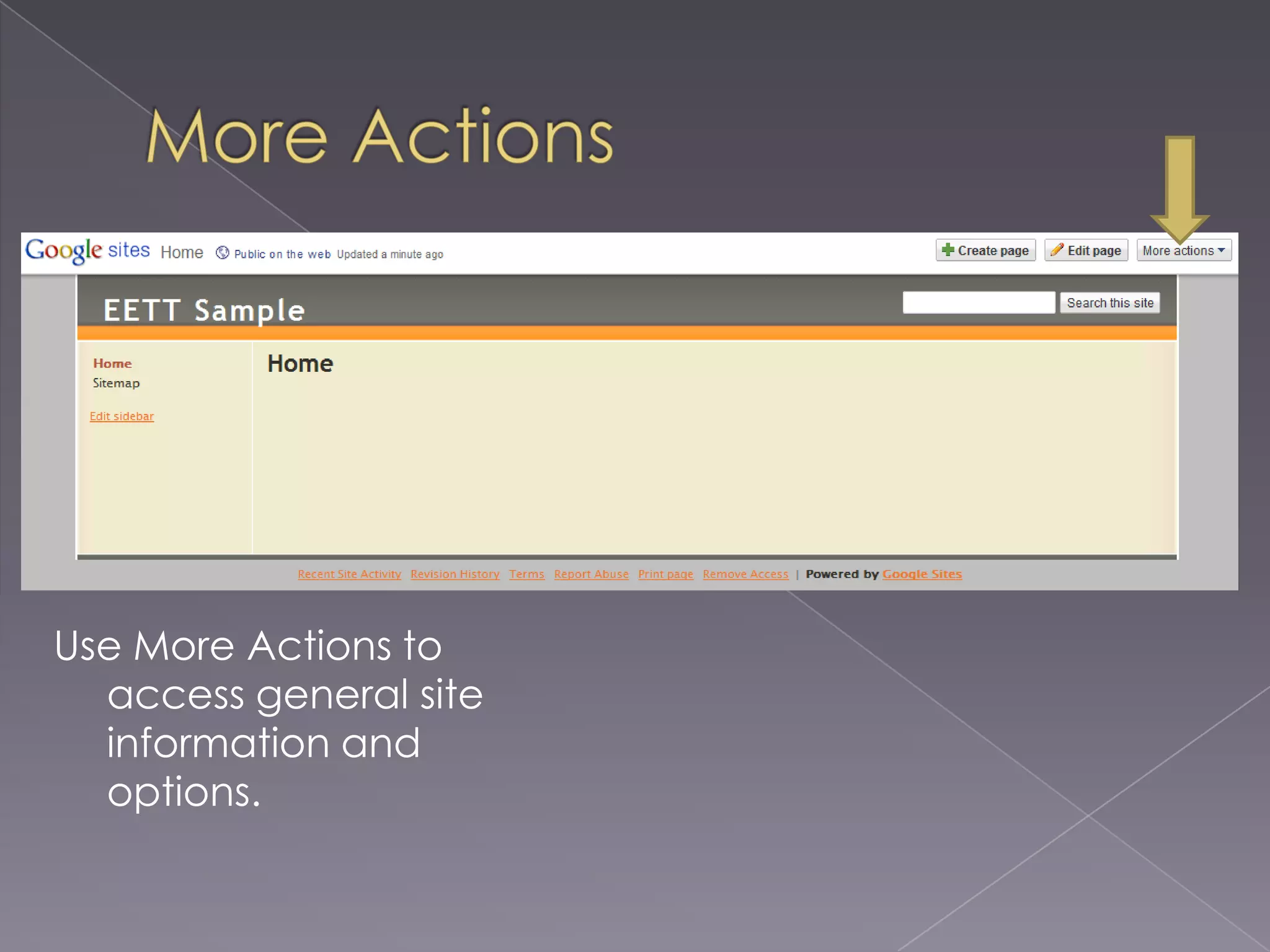 More ActionsUse More Actions to access general site information and options.