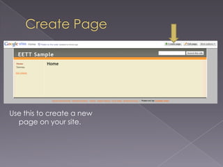Create PageUse this to create a new page on your site.