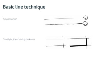 Basic line technique

Smooth action




Start light, then build up thickness
 