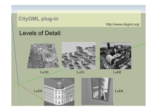 CityGML plug-in
plughttp://www.citygml.org/

Levels of Detail:

 