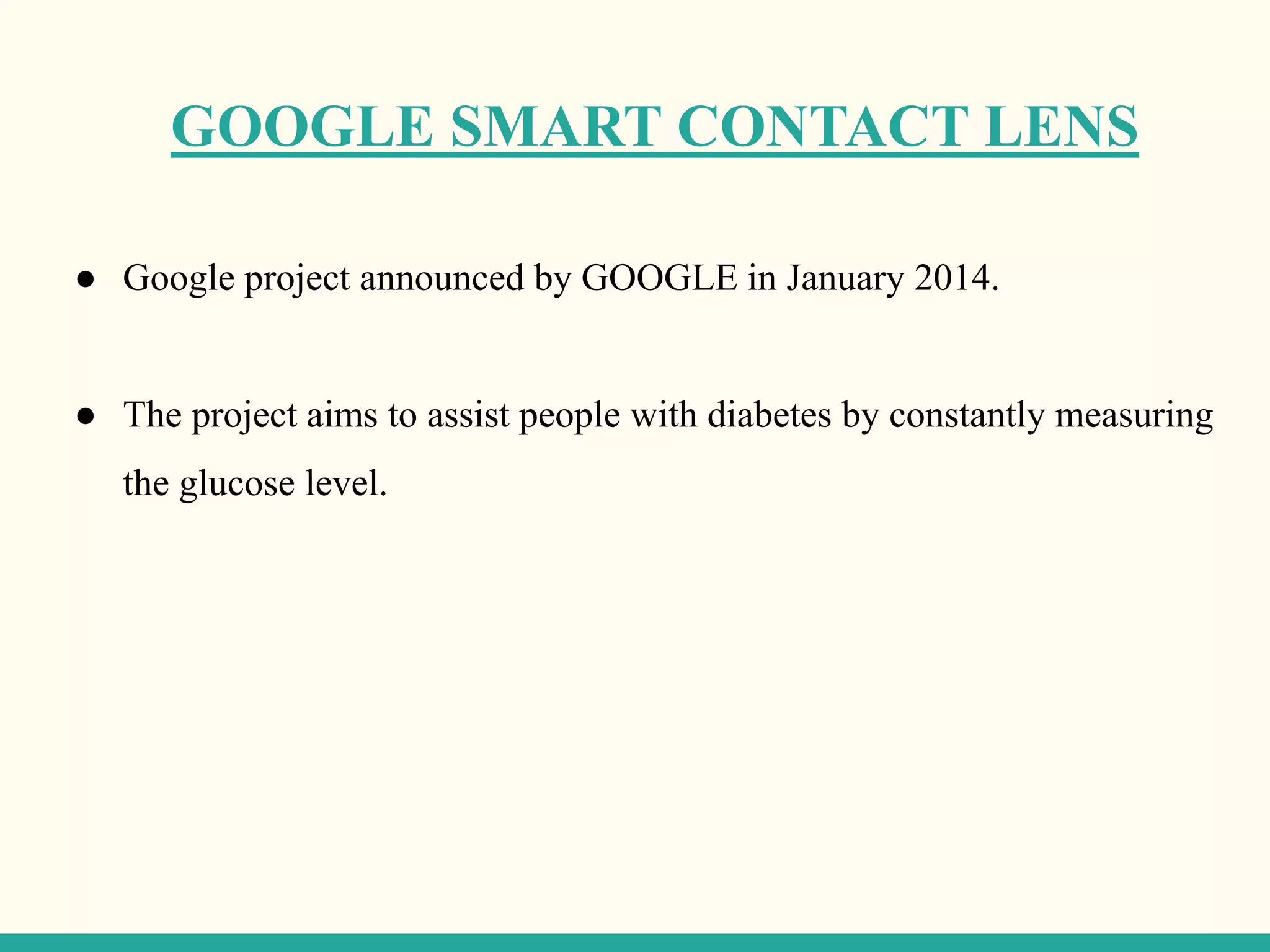 Google smart contact lens PPT