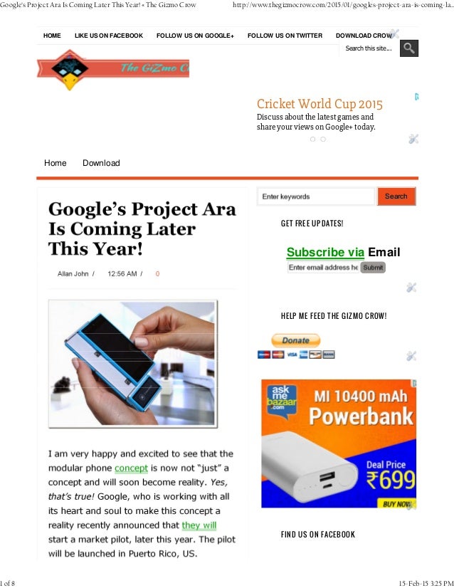 Google’s Project Ara , All yuou need to know « The Gizmo Crow