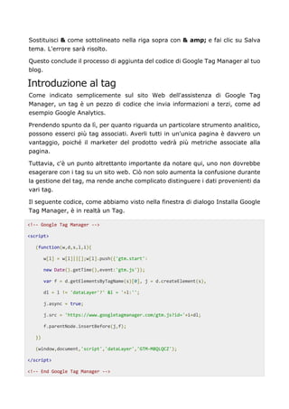 Google tag manager come funziona