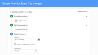 Google Analytics Event Tag anlegen
 