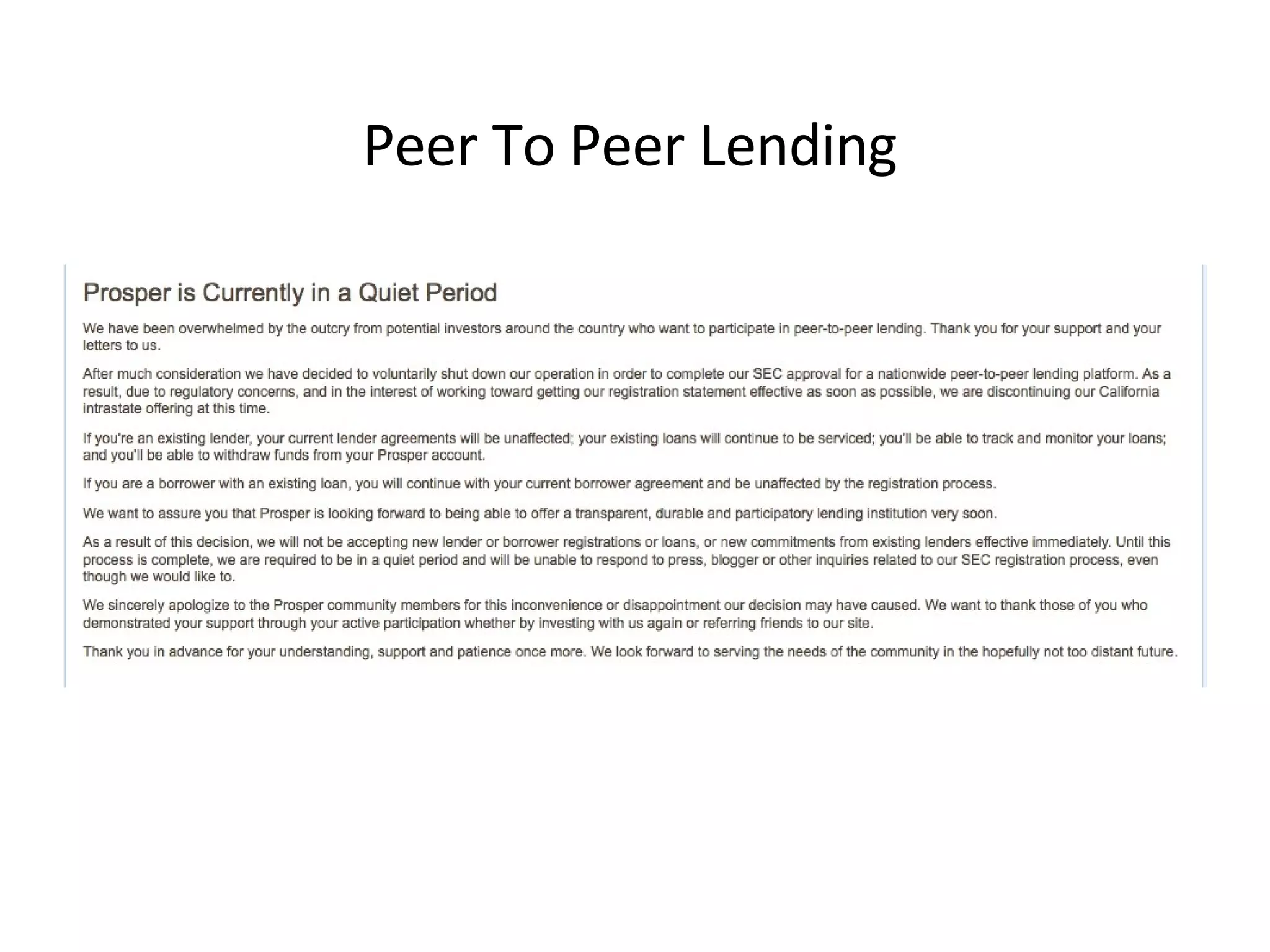 Peer To Peer Lending 